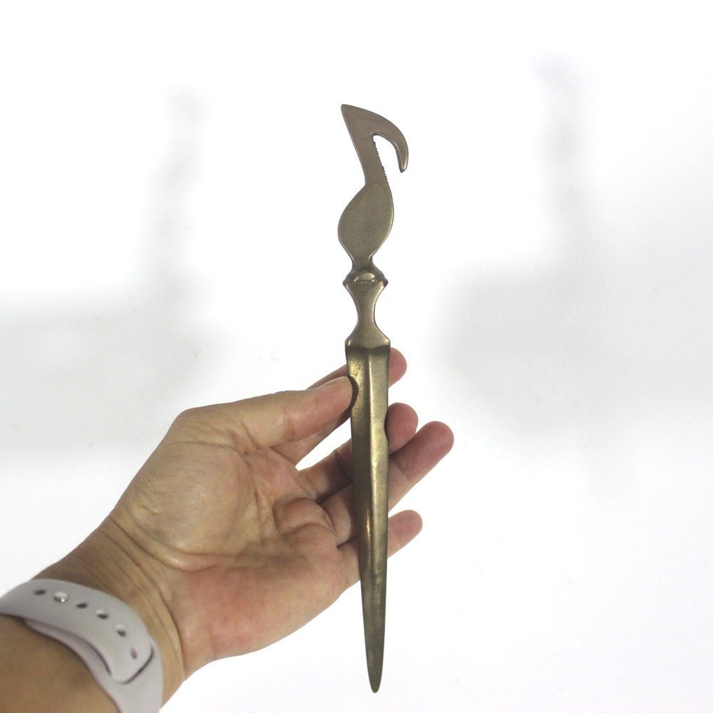 Vintage Brass Music Note Letter Opener, Gold Metal, Musical Lover Gift Office